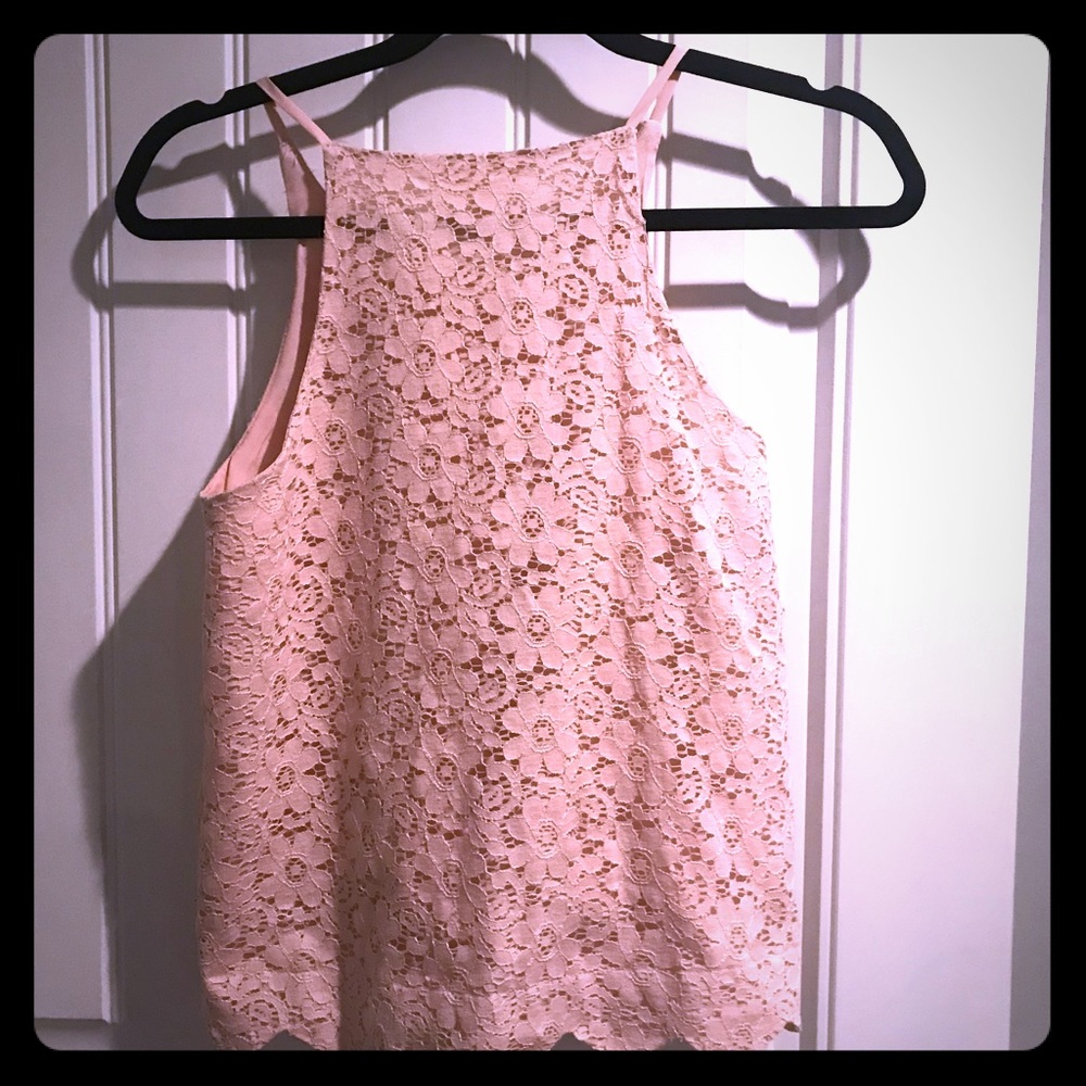 Pink lace crop top